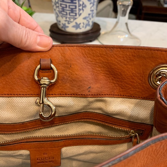 GUCCI SOHO NUBUCK RUST ORANGE CHAIN SHOULDER BAG - Picture 11 of 16